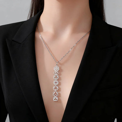 Meditation 7 Chakra Flower Necklaces for Women Stainless Steel