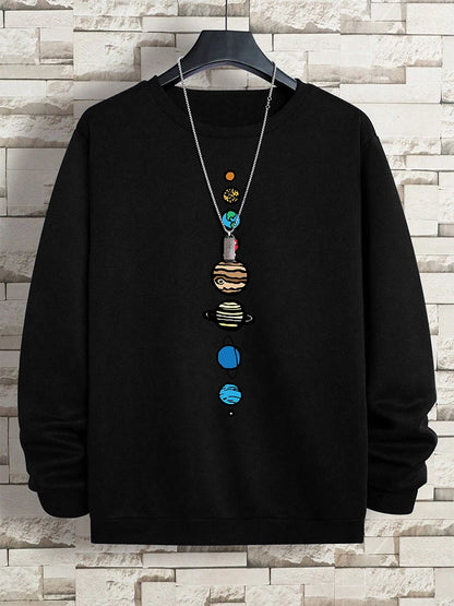 Planets In The Solar System Men Women Hoody Cartoon Crewneck