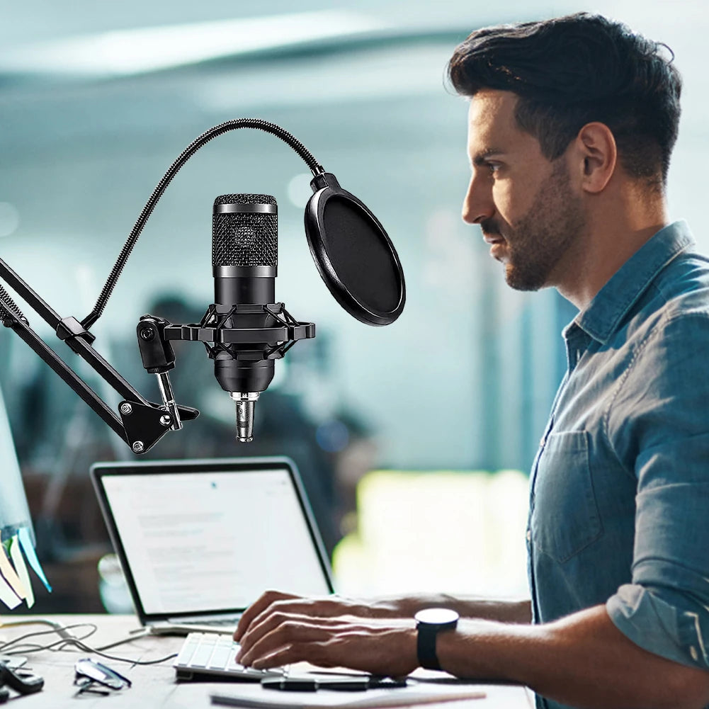 Podcast Sound Card Set Professional Audio Condenser Mic Studio