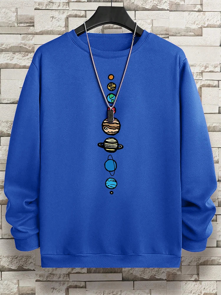 Planets In The Solar System Men Women Hoody Cartoon Crewneck