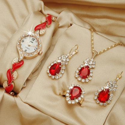 Women Watch Hand Jewelry Set Diamond Bracelet Watch + Water