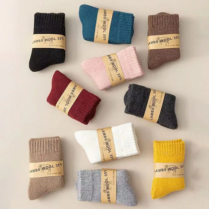 Winter 30% Wool Cashmere Warm Furry Kids Sock Chic Solid Color 🧦