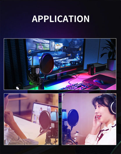 USB Microphone RGB Microfone Condensador Wire Gaming