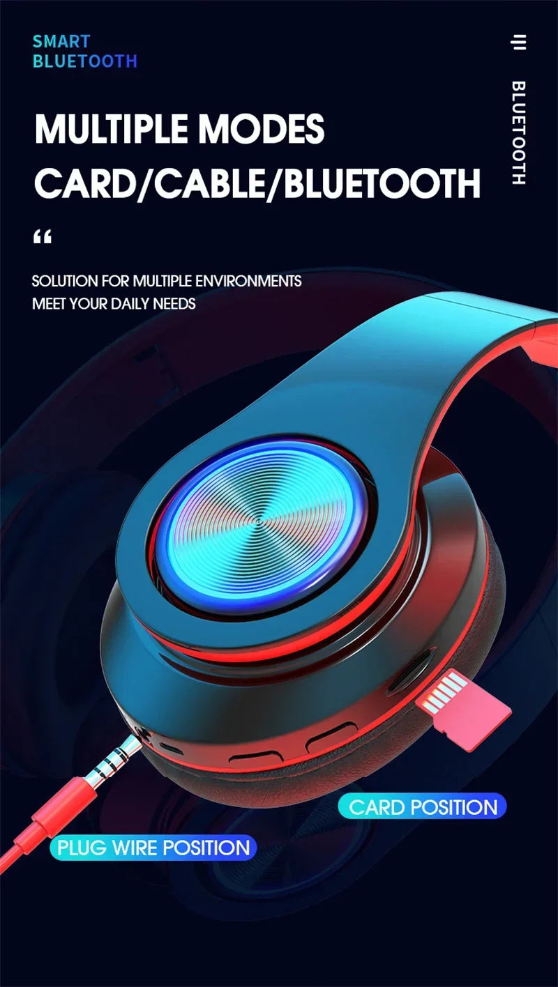 Foldable Bluetooth Headsets  Wireless Headphones With Mic Stereo