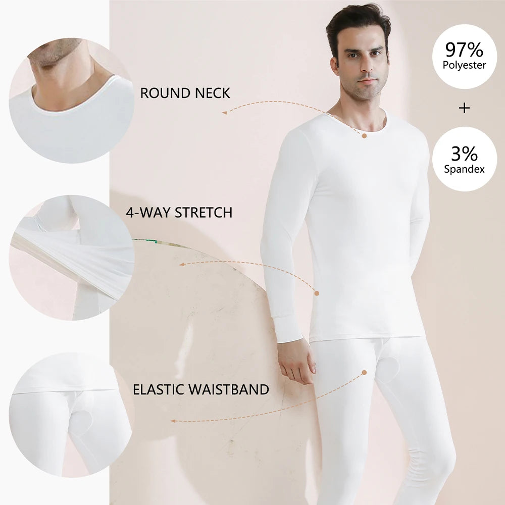Long Johns Thermal Underwear Set for Men Fleece Lined Base