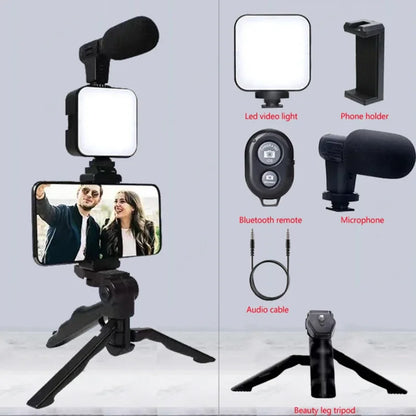 Smartphone Vlogging Kit With Tripod Phone Holder Mini Microphone