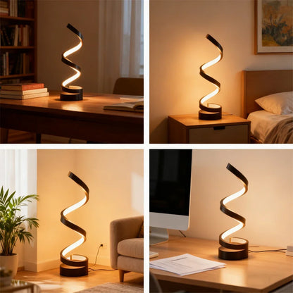 Modern Spiral Table LED Night Light Dimmable Table Lamp Living