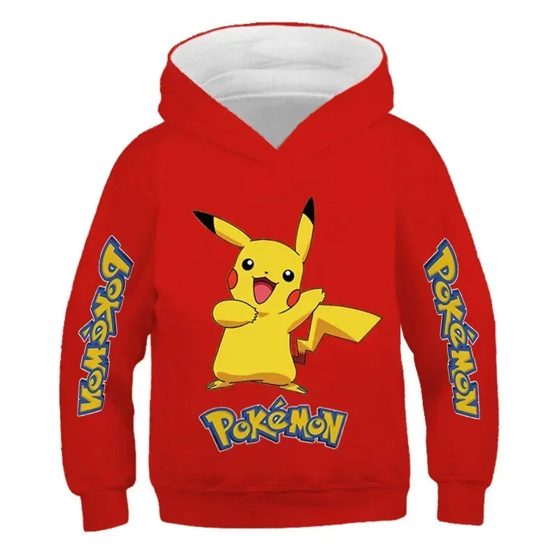 New Autumn 4-14 Years Kids Cotton Pokemon Hoodies Pikachu