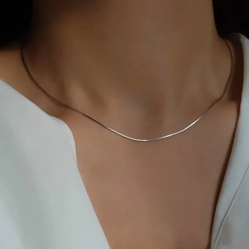 Exquisite Gold Plated Stainless Steel Thin Chain Necklace Freshwater