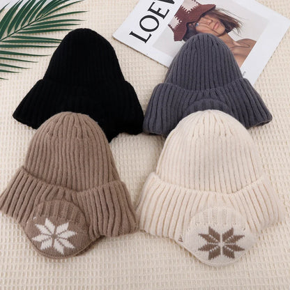 New Outdoor Women Men Winter Knitted Hat Plush Warm Peaked