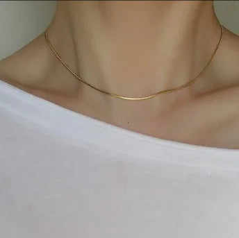 Exquisite Gold Plated Stainless Steel Thin Chain Necklace Freshwater