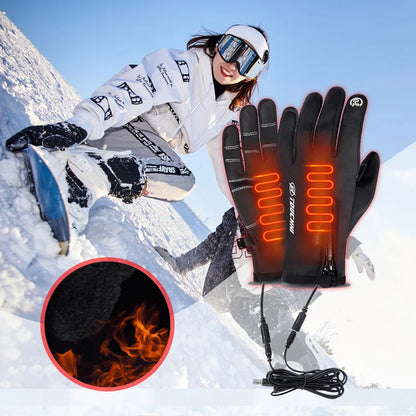 USB Touch Screen Gloves Heated Motorcycle Gloves Winter Skiing