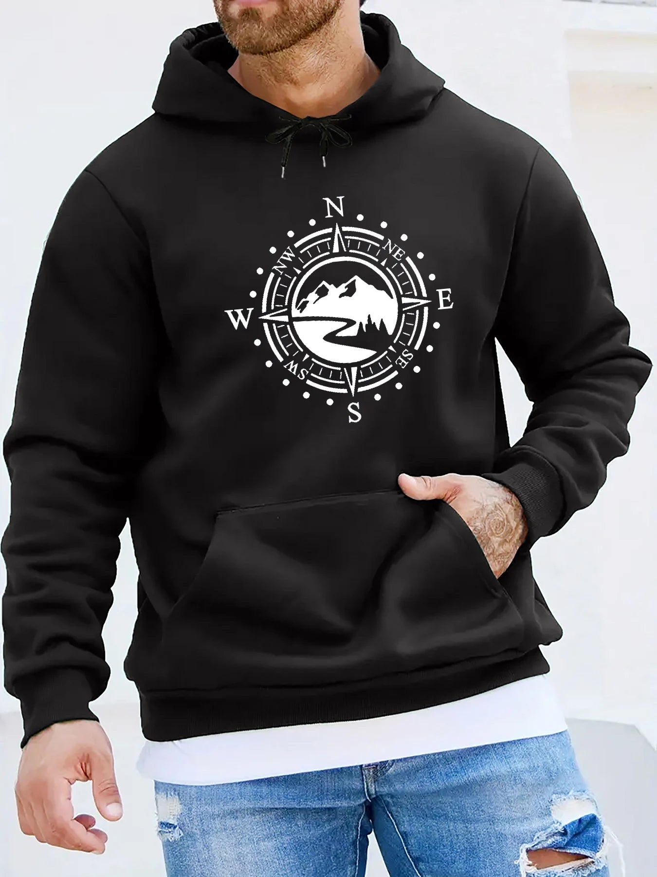 Men's autumn and winter casual fashionable loose hooded