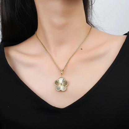 Classic Stainless Steel Metal Laser Sweater Chain Pendant Necklace
