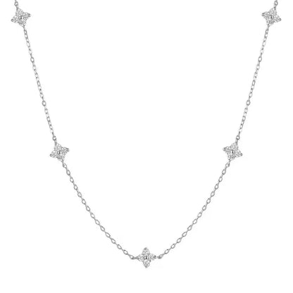 Gorgeous Four-leaf Flower Inlaid Zircon Chain Necklace for Women