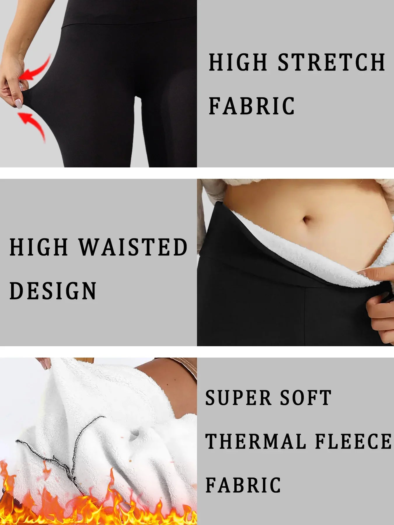 Winter thermal leggings with high waist and tummy control Women