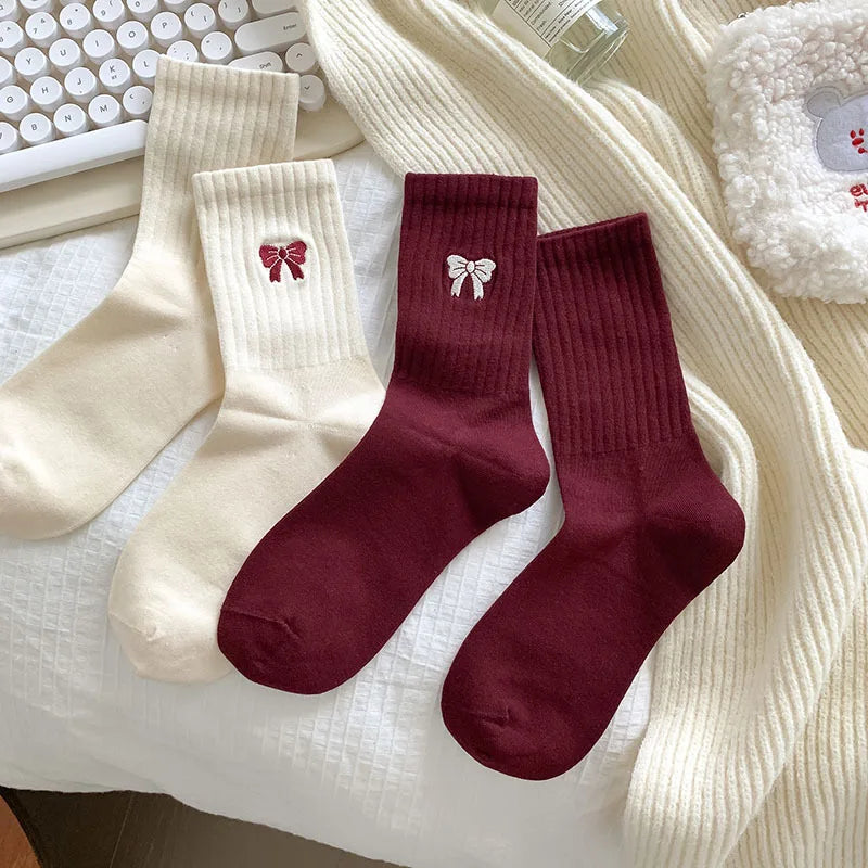 Women's Cherry Color Trendy Striped Autumn and Winter