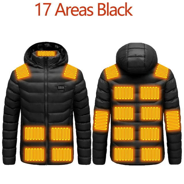 Men's parka Winter Warm USB  Heating Jackets Smart Thermostat