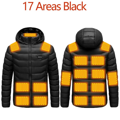 Men's parka Winter Warm USB  Heating Jackets Smart Thermostat