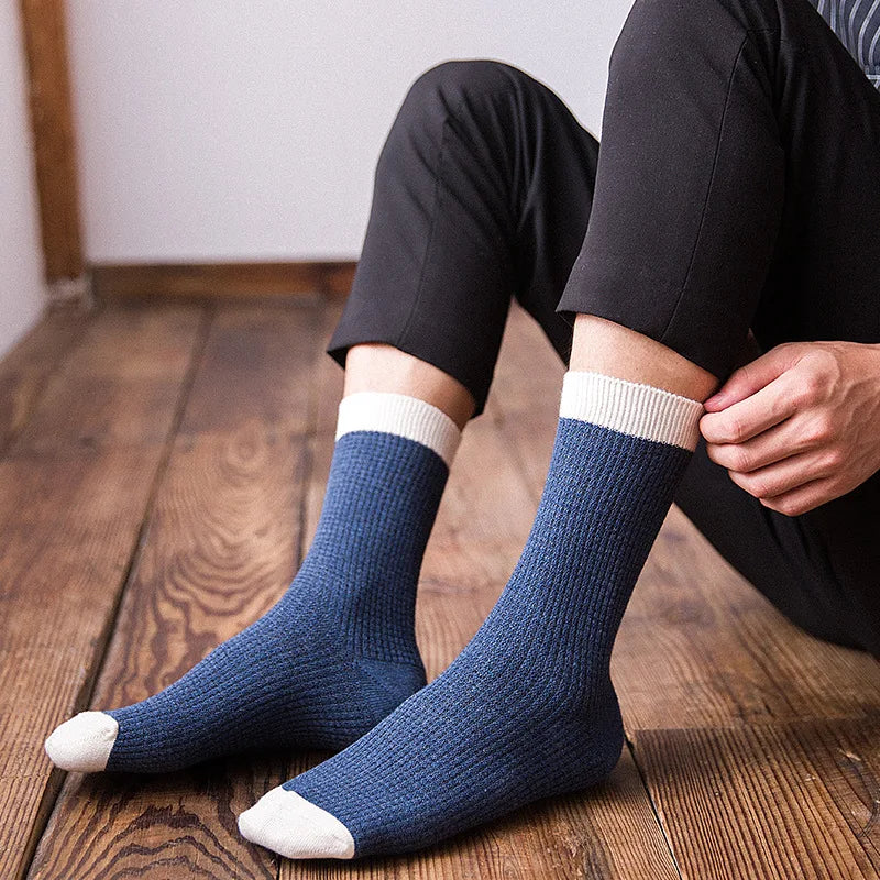 High-quality Harajuku Socks Men's mid-calf socks double-needle