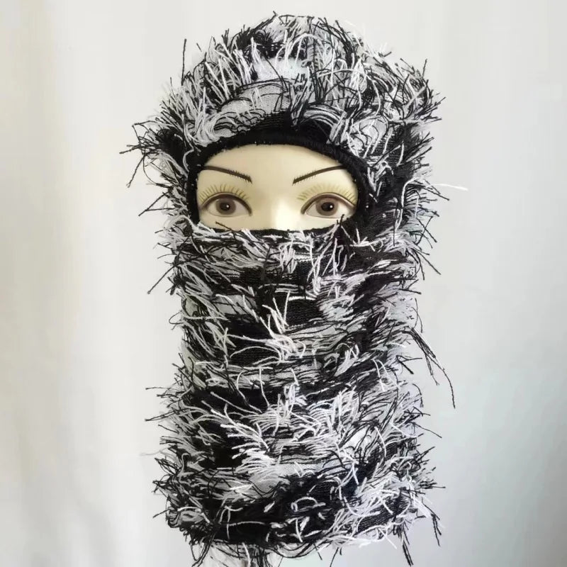 Full Face Cover Ski Mask Hat Balaclava Distressed Knitted Beanie