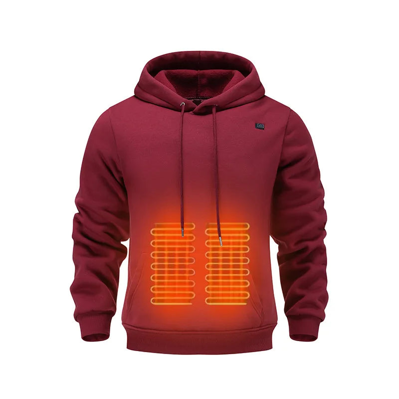 Mens USB Heated Jacket Winter Electric Heating Sweatshirt