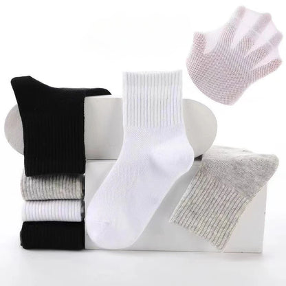 Pure Colour Soft Breathable Cotton Kids School Socks Girls Boys