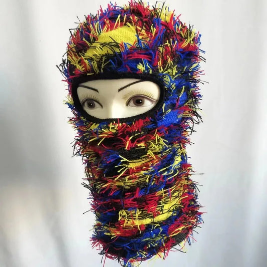 Full Face Cover Ski Mask Hat Balaclava Distressed Knitted Beanie