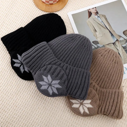 New Outdoor Women Men Winter Knitted Hat Plush Warm Peaked
