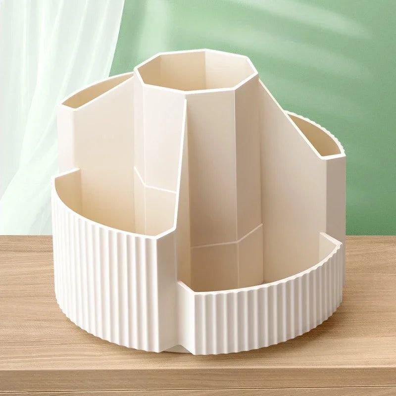 Desktop Stationery Organizer 5 Slots Stationery Storage Box 360 Degree Rotating Cute Pencil Cup Pot for Home Office School