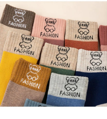 Baby Floor Socks with Cartoon Animal Bear Pattern, Adhesive