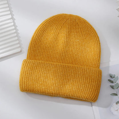 Winter Hats Woman Soft Knit Beanie Warm Rabbit Fur Hat Solid