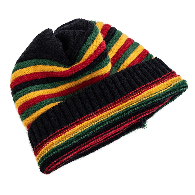 Winter Striped Knitted Beanie Hat – Warm &amp; Stylish Casual Cap