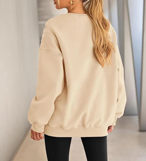 Plus Size Solid Color Sweatshirt, Casual Long Sleeve Crew Neck