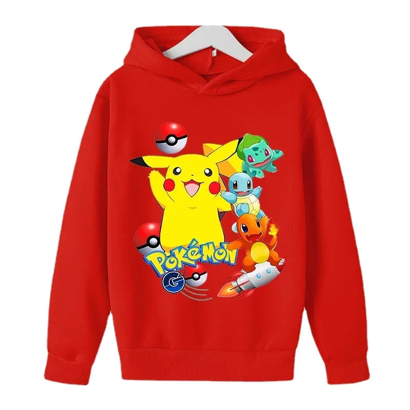 New Autumn 4-14 Years Kids Cotton Pokemon Hoodies Pikachu