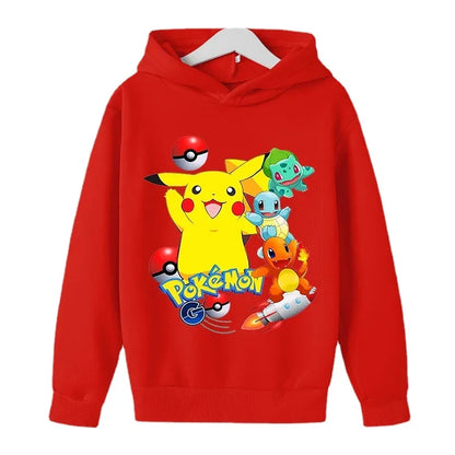 New Autumn 4-14 Years Kids Cotton Pokemon Hoodies Pikachu