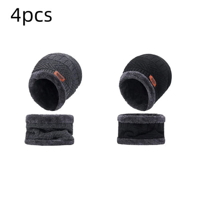 Winter Hat For Men Fleece Scarf Women Neck Leather Knitted