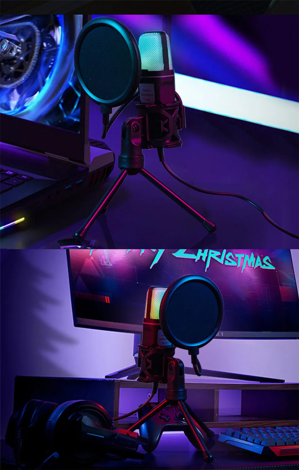 USB Microphone RGB Microfone Condensador Wire Gaming