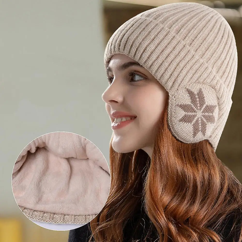 New Outdoor Women Men Winter Knitted Hat Plush Warm Peaked