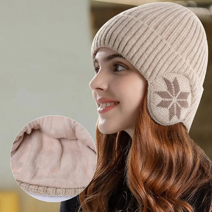 New Outdoor Women Men Winter Knitted Hat Plush Warm Peaked