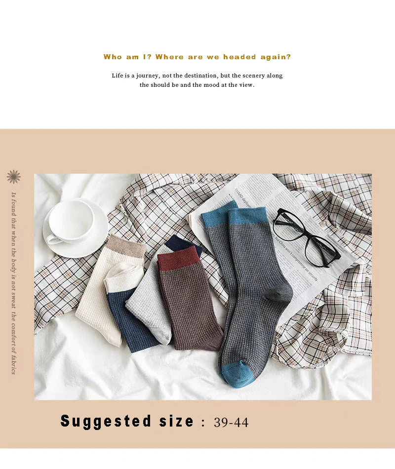 High-quality Harajuku Socks Men's mid-calf socks double-needle