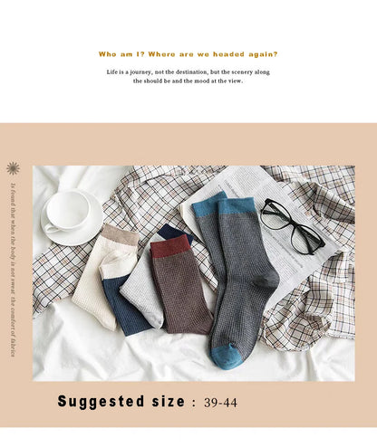 High-quality Harajuku Socks Men's mid-calf socks double-needle