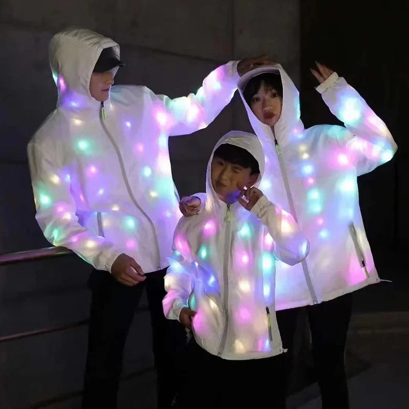 Glow Dancing Costume Halloween Rave Jacket Led Light Waterproof Clothes Cool Night Run Props Adult Kids Dance Performance Child