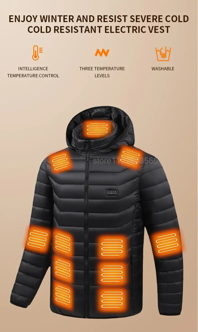 Men Heated Jacket USB Electric Heated Coat Hunting Hiking