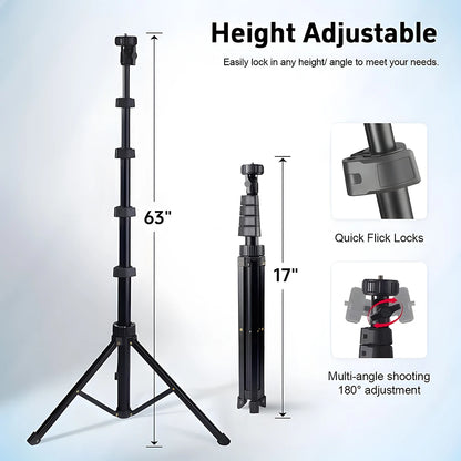 LED Ring Light with Adjustable Color Temperatures 62.9-Inch Tripod