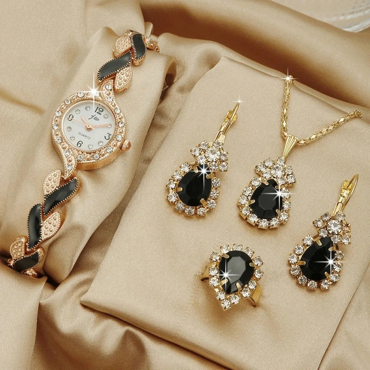 Women Watch Hand Jewelry Set Diamond Bracelet Watch + Water