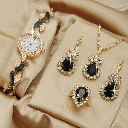 Women Watch Hand Jewelry Set Diamond Bracelet Watch + Water