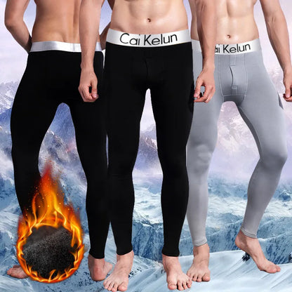 Thermal Underwear Men Thin Fleece Leggings Elastic Underpants