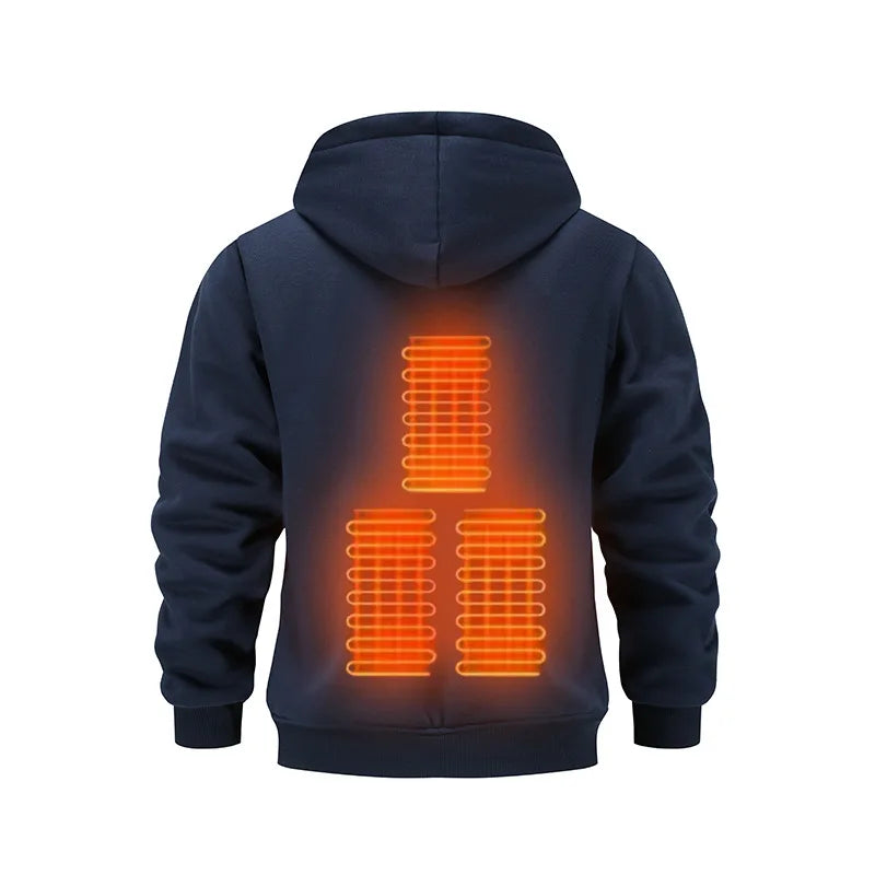 Mens USB Heated Jacket Winter Electric Heating Sweatshirt