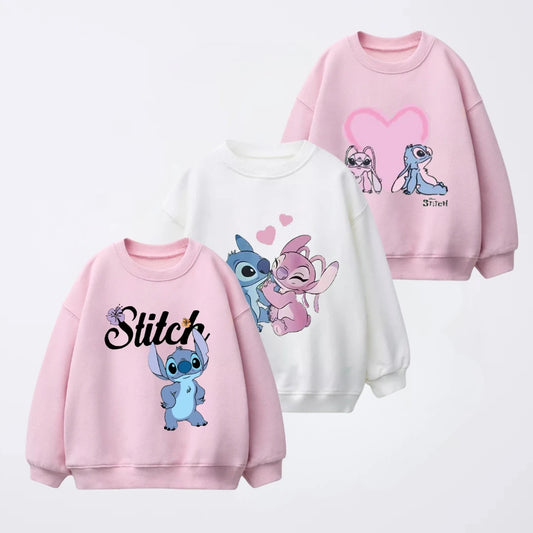 Spring New Stitch Print Sweatshirts Tops For Baby Girl Clothing